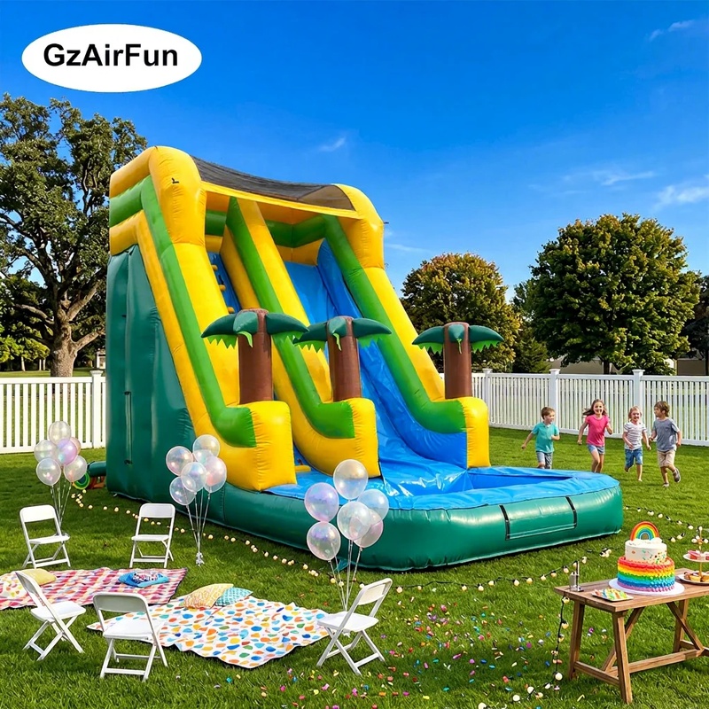 Heavy Equipment And Rentals - Commercial Palm Tree Inflatable Water Slide