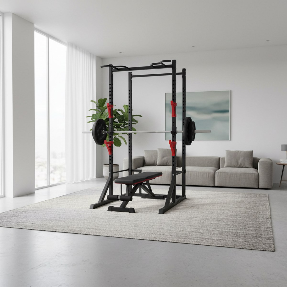 Adjustable Power Rack with Pul - đánh giá và giá Heavy Equipment In